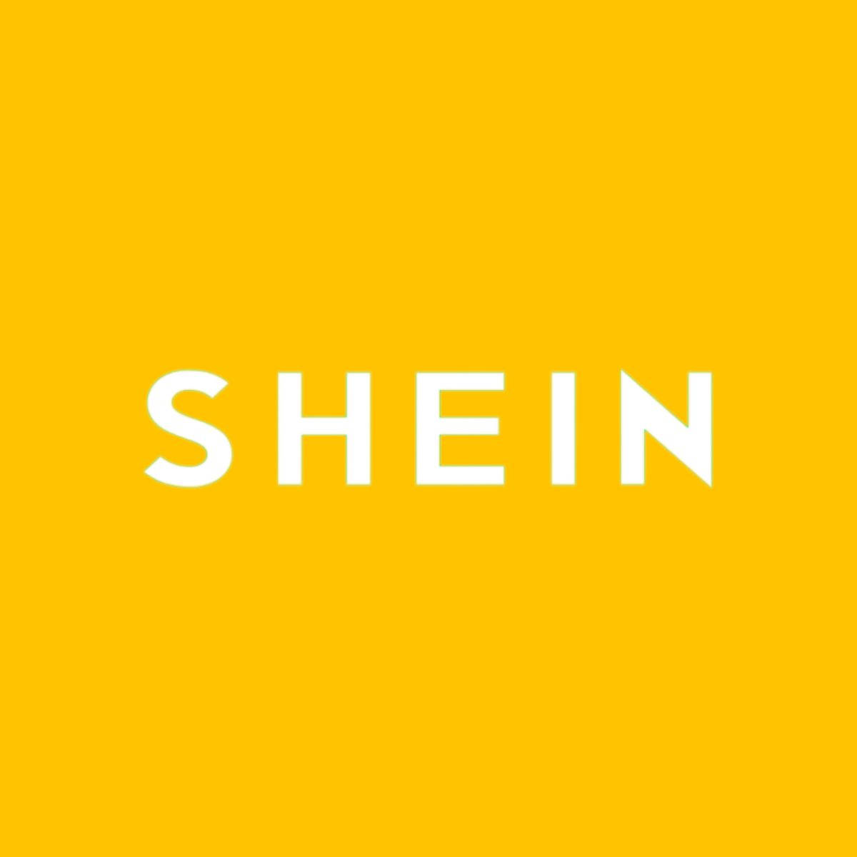 黃色背景上的白色SHEIN標誌。