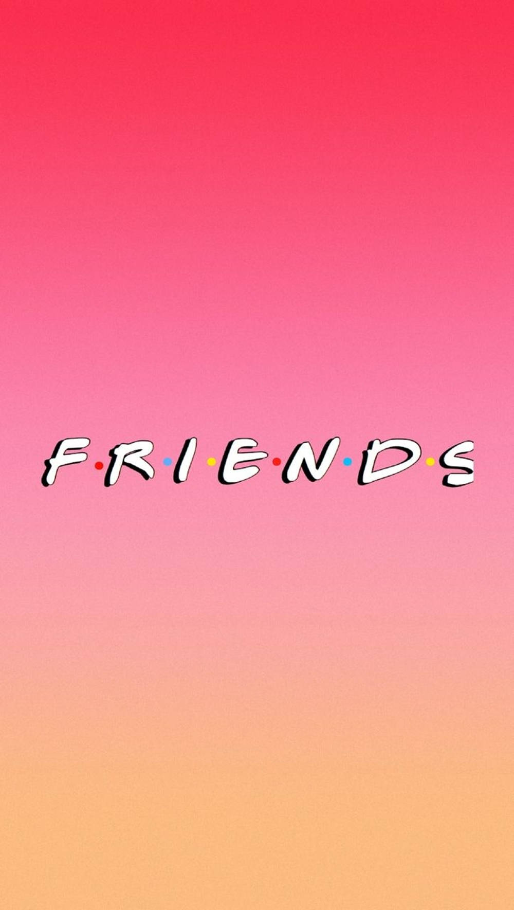 Friends 電視節目標誌在粉紅到蜜桃漸變背景上。