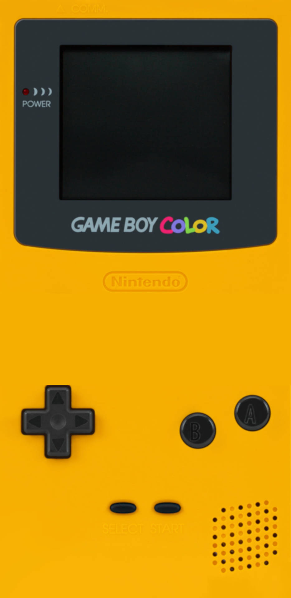 黃色任天堂Game Boy Color手提遊戲裝置，配備黑色屏幕和按鈕。