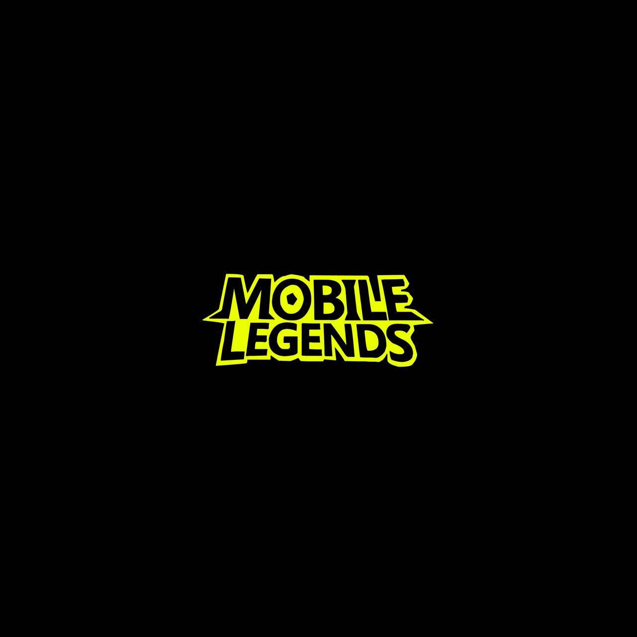 黑色背景上亮黃色的Mobile Legends遊戲標誌。