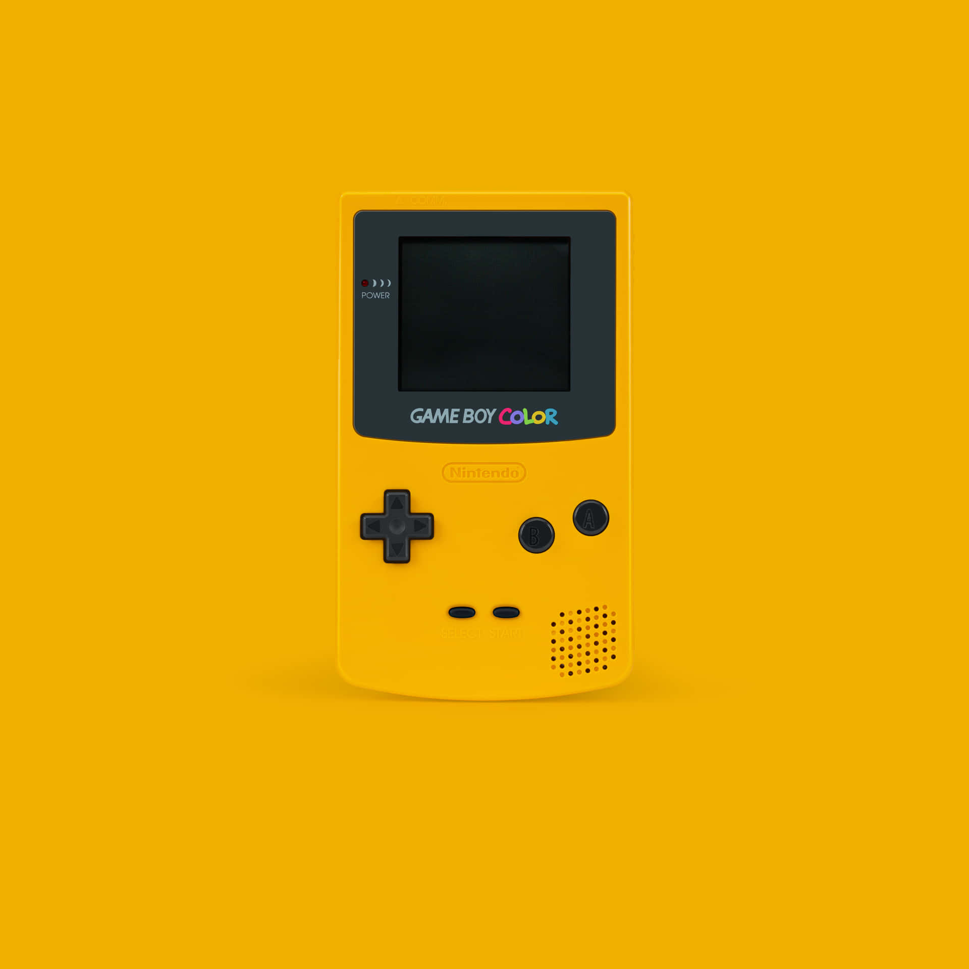黃色背景上的黃色 Game Boy Color 手提遊戲機