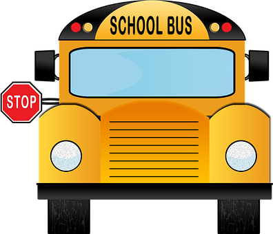 黃色校車正面插圖