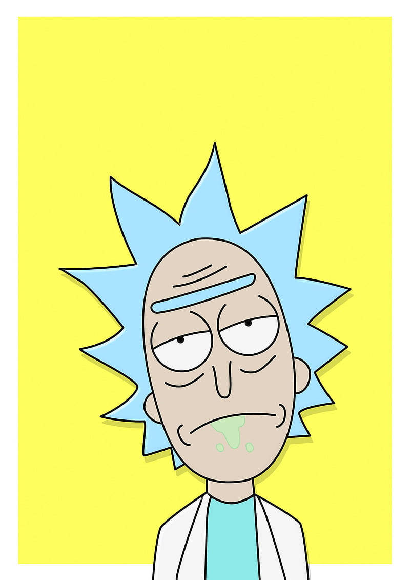 《Rick and Morty》中的Rick Sanchez，流著口水，表情不悅。