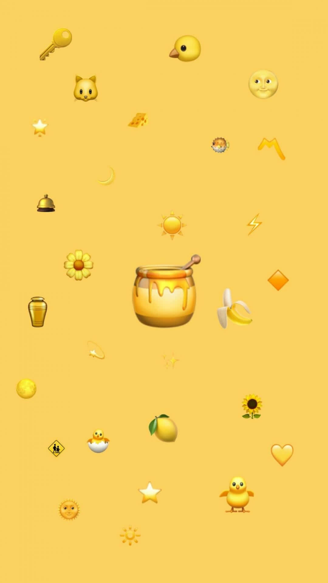 黃色背景上有一堆黃色表情符號 壁紙