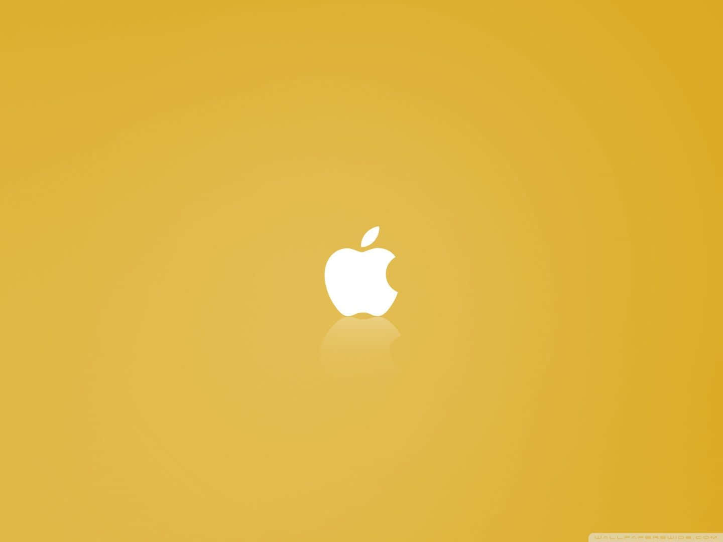 金色背景上的白色Apple標誌，帶反射