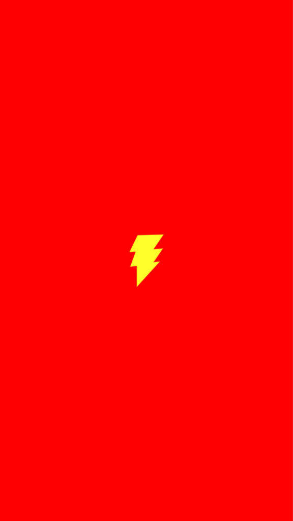 黃色閃電俠 iPhone 圖標 壁紙 — 一個大膽的黃色閃電位於鮮紅色背景中央，營造出引人注目的極簡圖形。