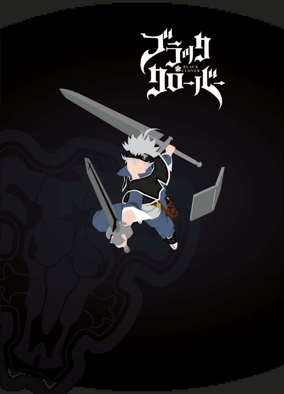 白髮雙劍的動漫戰士在深色背景上跳躍。