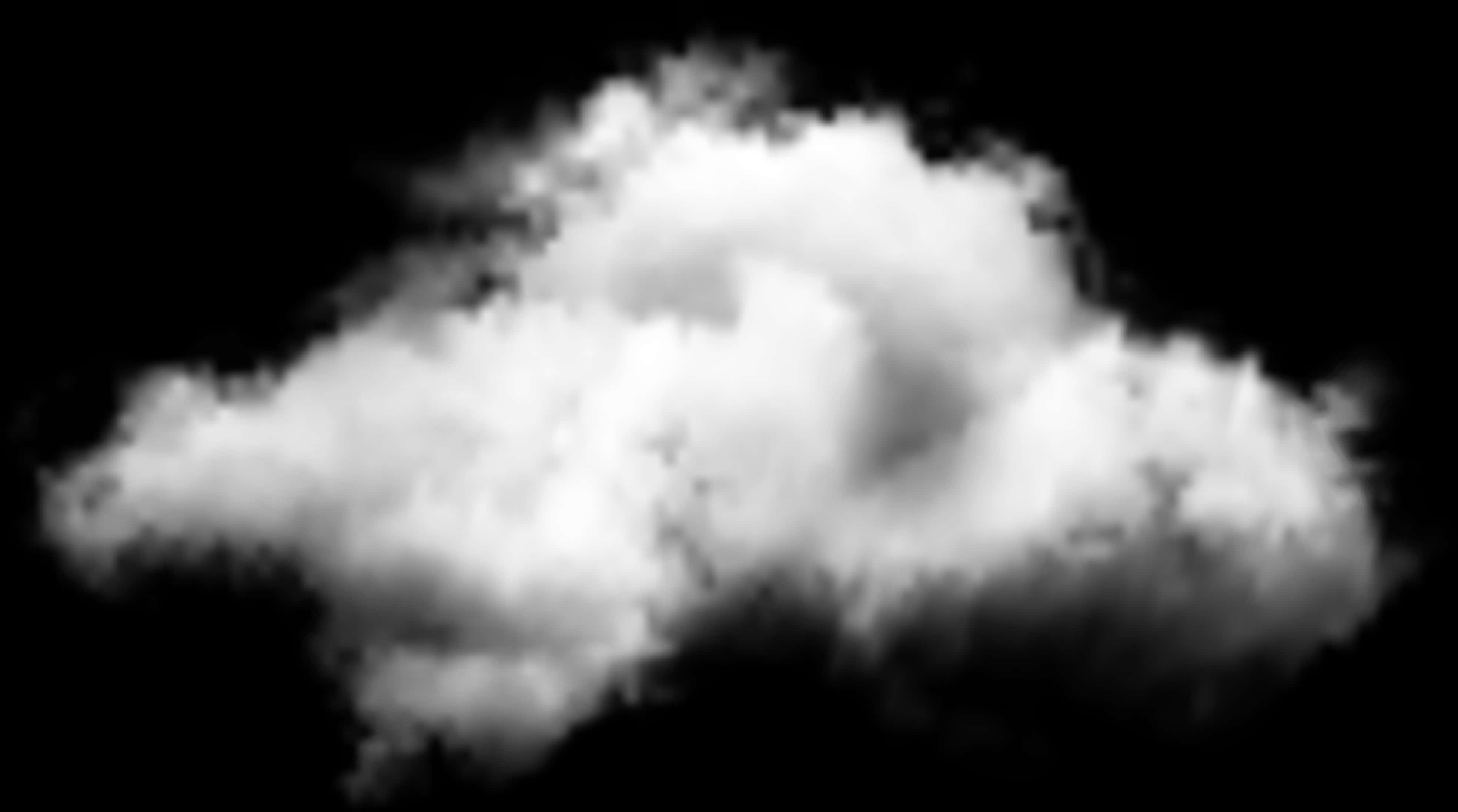 黑底單獨雲朵 壁紙 — 一朵蓬鬆的白雲，孤立在純黑色背景上，帶有柔和漸變和纖細邊緣。