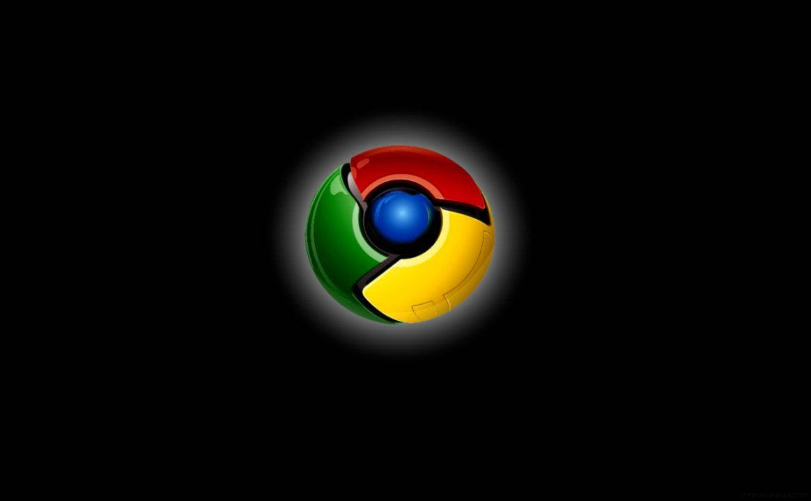 Chrome瀏覽器標誌在黑色背景上發光
