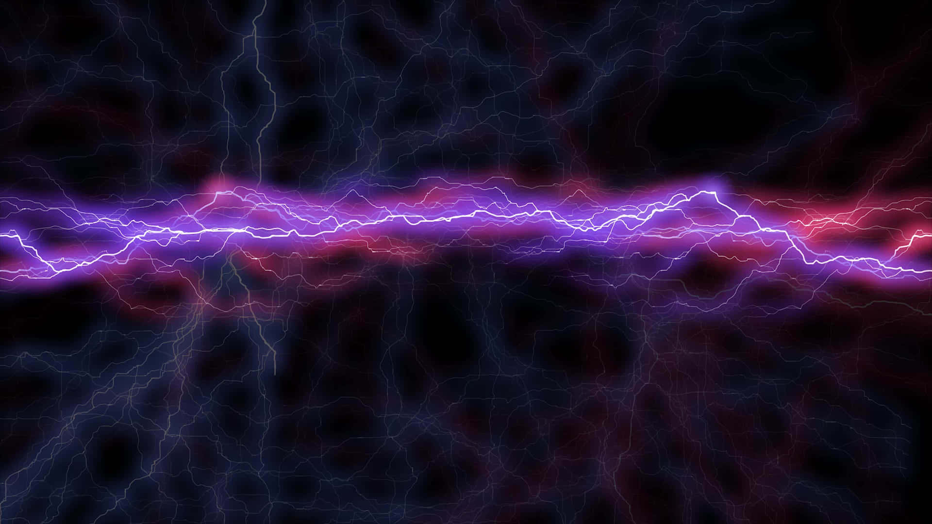 電光般的紫色和粉紅色閃電劃過黑暗的宇宙背景。