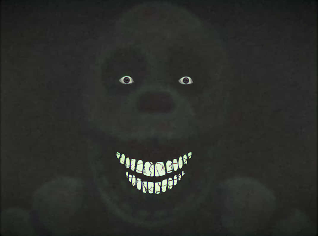 黑暗風格 FNAF Bonnie 鬼魅圖片 壁紙 — 一隻黑暗且具威脅性的電子動畫熊，眼睛發光，在陰暗的黑暗中露出寬闊且裂開的牙齒笑容。