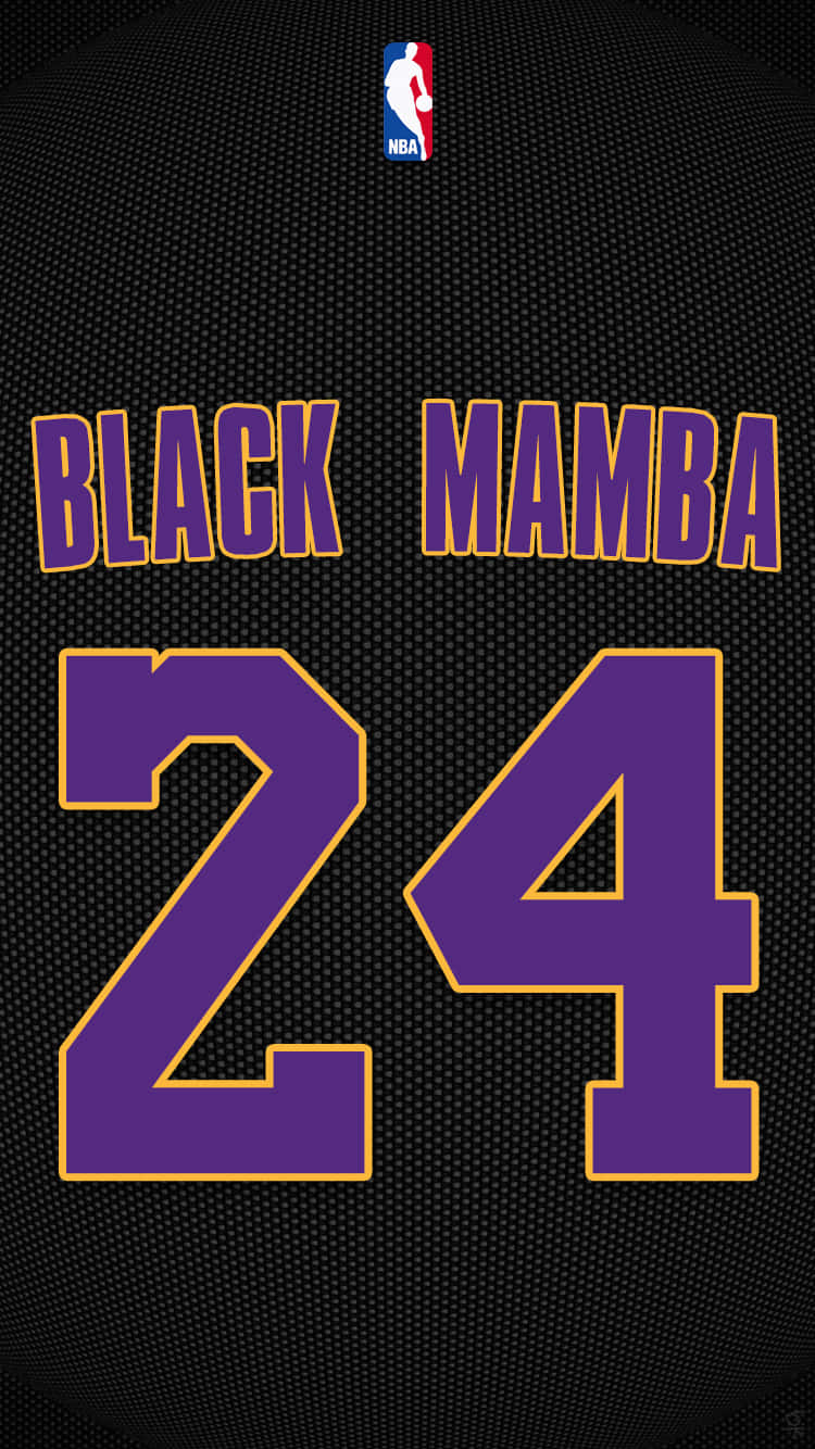 黑色籃球球衣，帶有紫色和金色的 'BLACK MAMBA 24'。