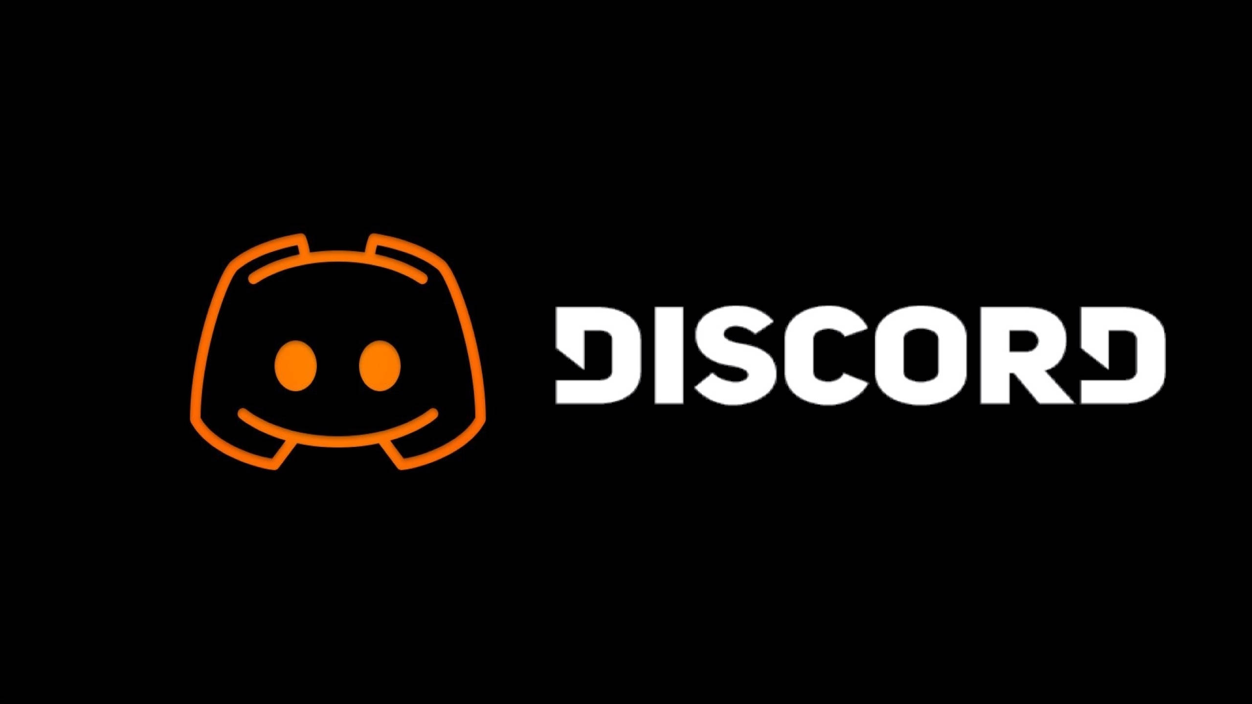黑橙色 Discord 藝術圖 壁紙 — 簡約黑色背景，配有橙色 Discord 標誌和白色文字。