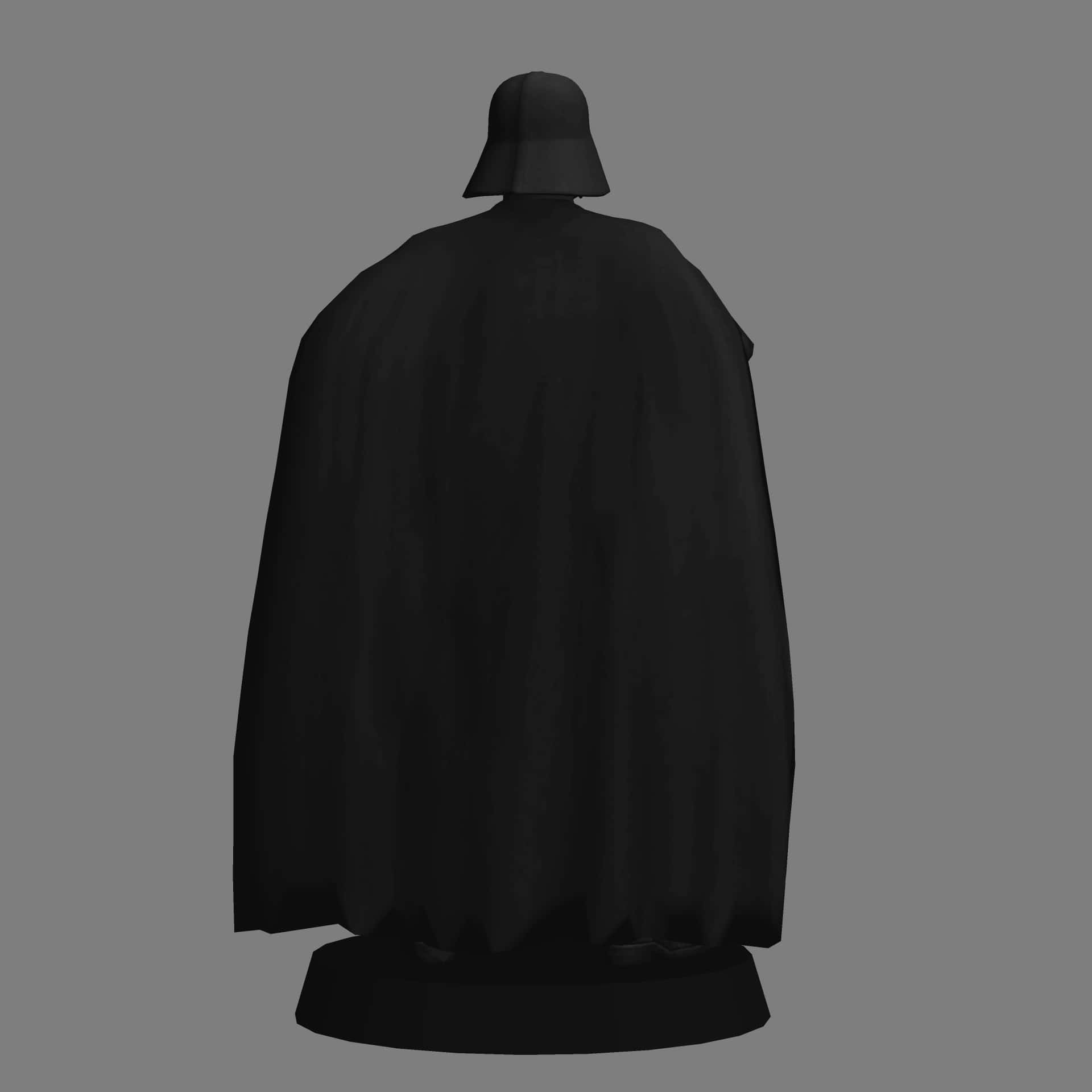 The Black Knight 桌布 壁紙 — 黑武士達斯維達身穿黑色斗篷和頭盔，背對鏡頭站在灰色背景前的基座上。