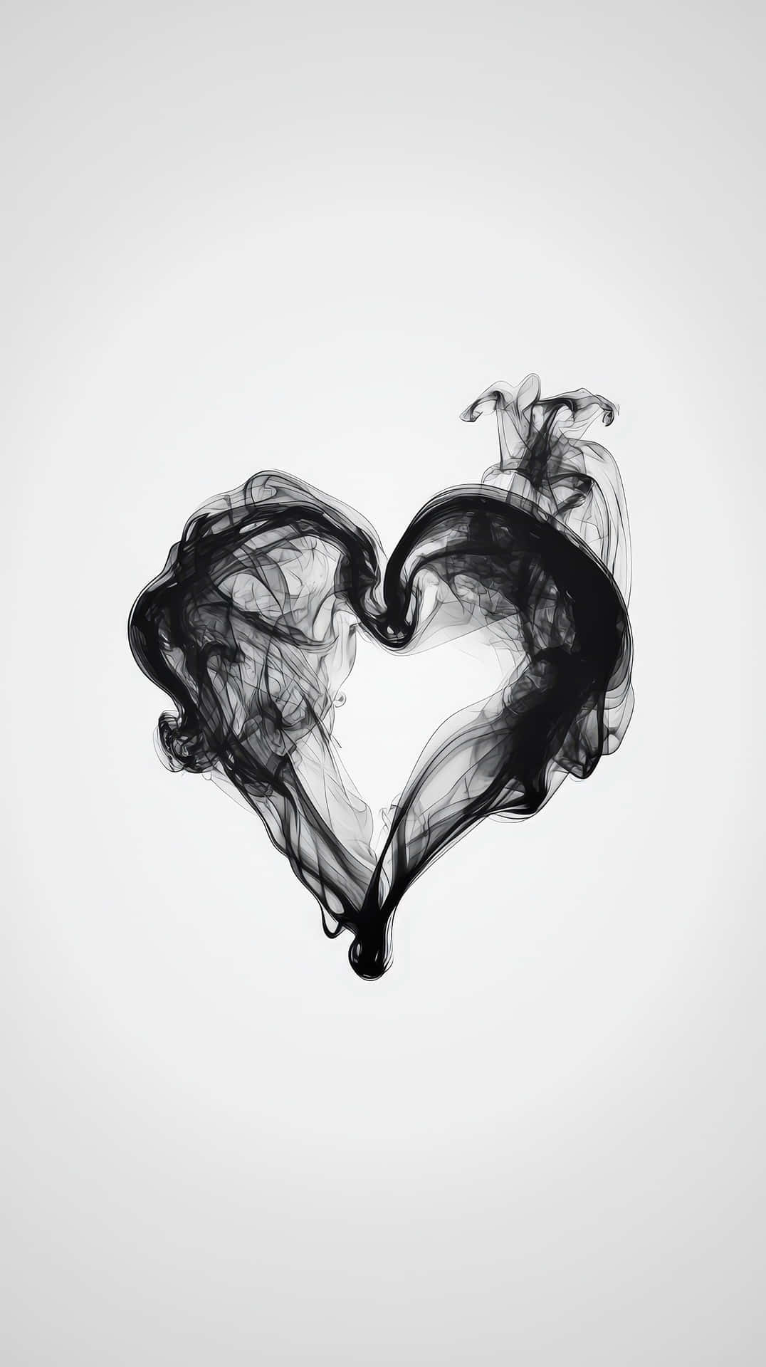 淺灰色背景上的黑色煙霧心形