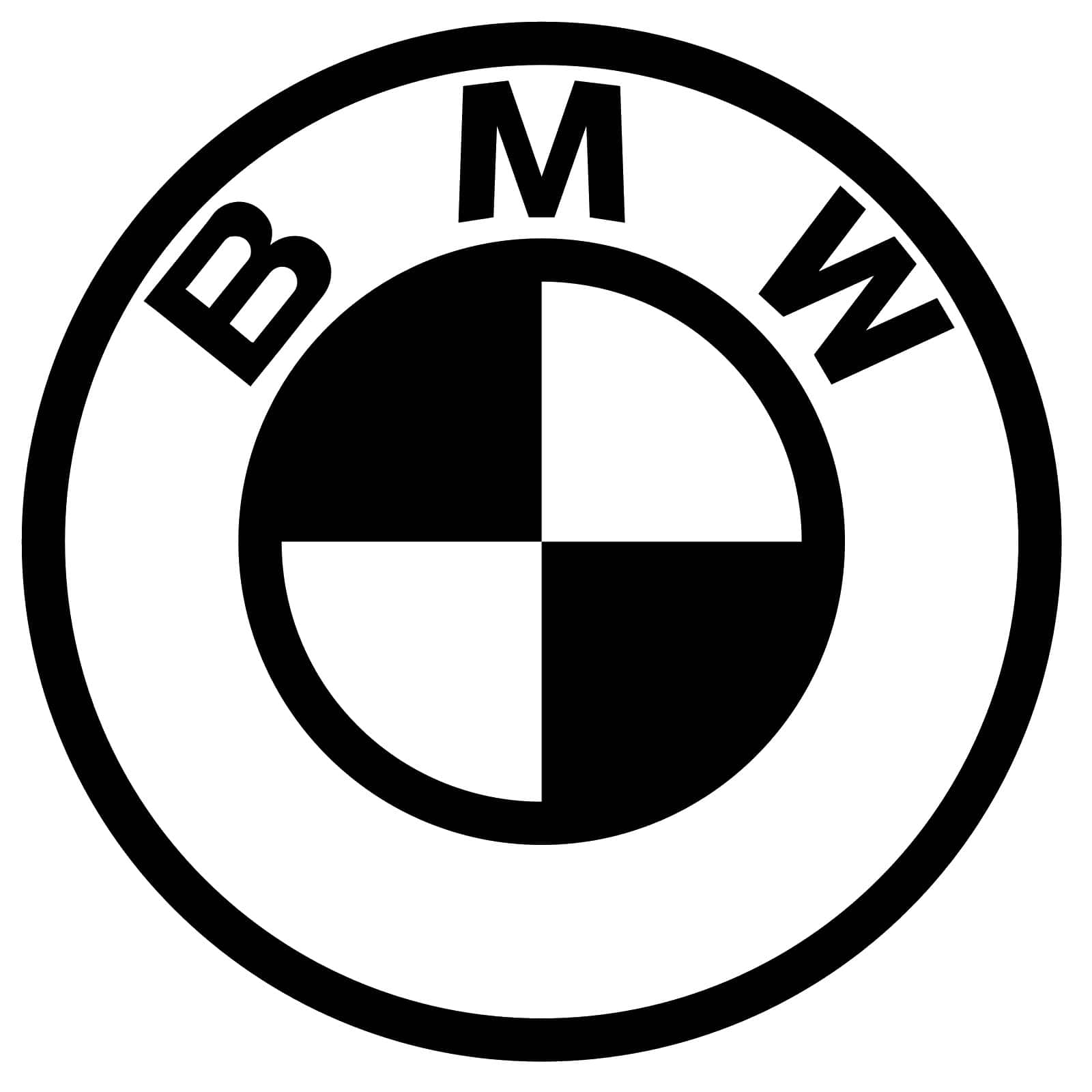 Black And White Logo 桌布 壁紙 — 黑白BMW標誌，圓形輪廓，四象限螺旋槳設計。