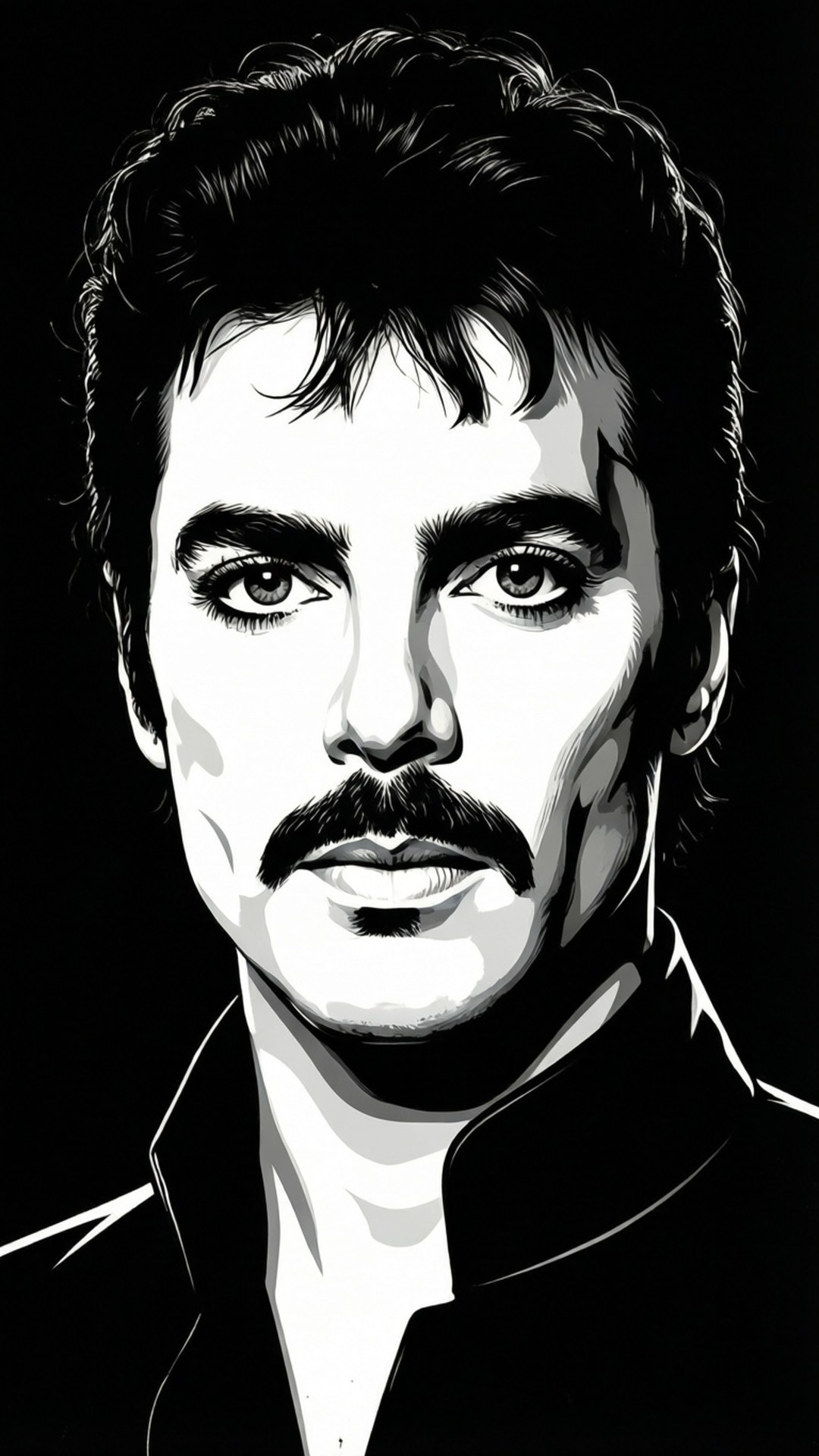 黑白Freddie Mercury肖像 壁紙