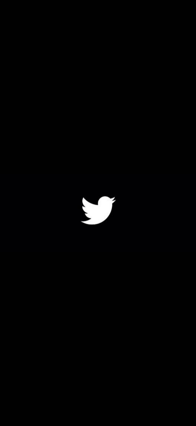 黑白Twitter 壁紙 — 一個極簡的白色Twitter鳥標誌，居中在純黑色背景上。
