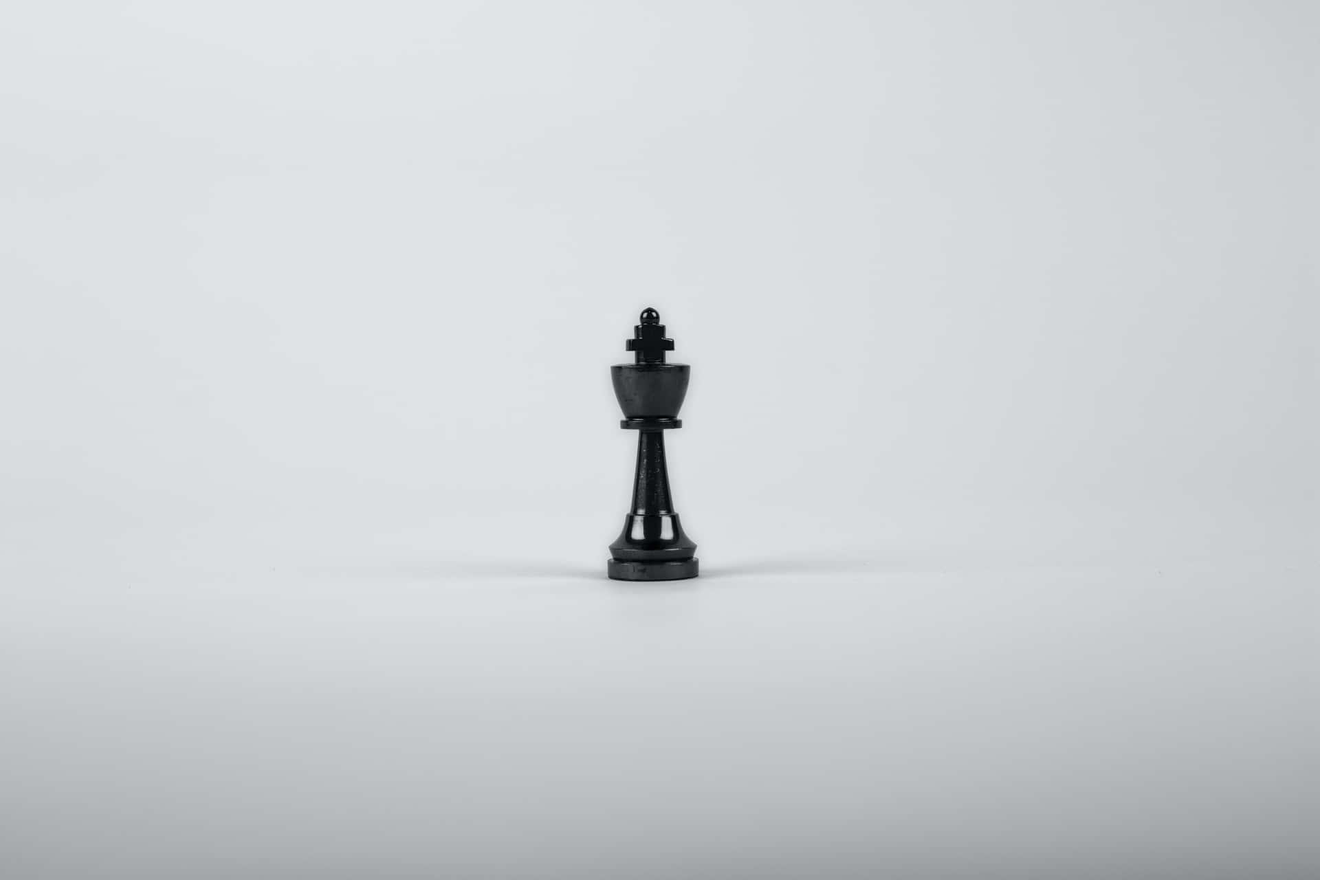 黑色國王棋子獨自站在白色背景上