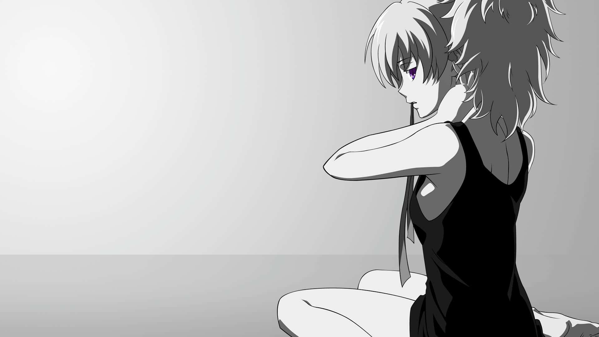 黑白動漫1920 x 1080背景 壁紙