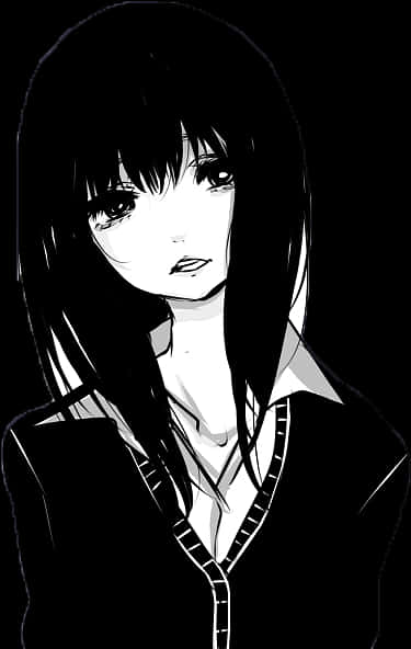 黑白動漫少女肖像 壁紙