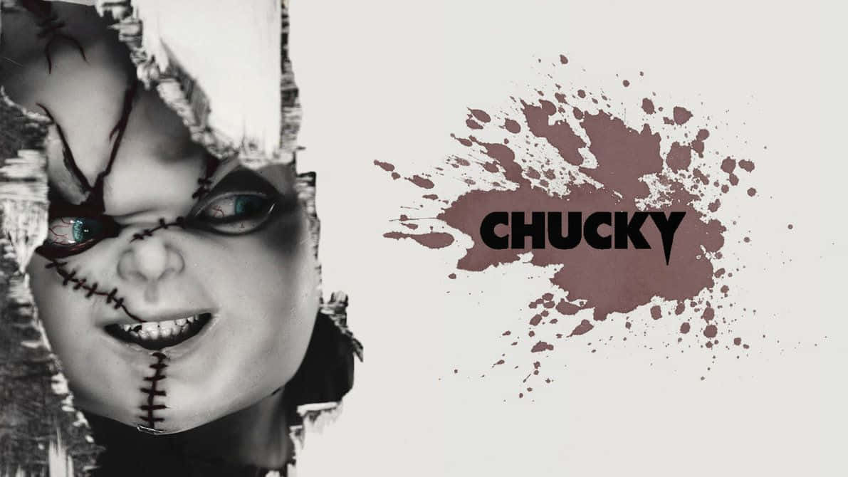 Chucky 恐怖娃娃，縫合臉孔和血跡標誌