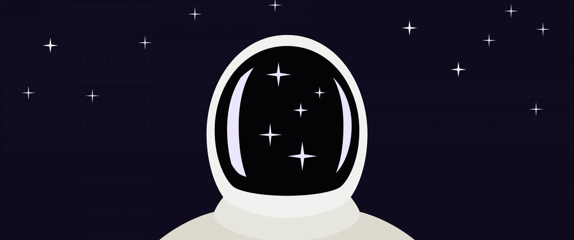 太空人戴著太空頭盔看星星