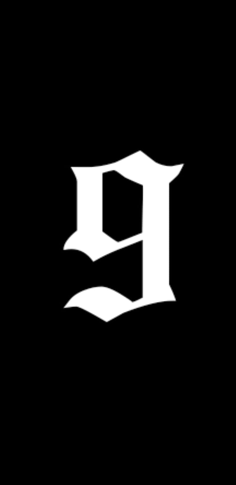黑白數字藝術壁紙 壁紙 — 一個銳利的白色風格化字母G居中在純黑色背景上。