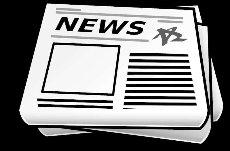 黑白新聞紙圖形 壁紙 — 一個風格化的黑白報紙圖標，帶有粗體「新聞」標題和佔位文字區塊，背景為深色。