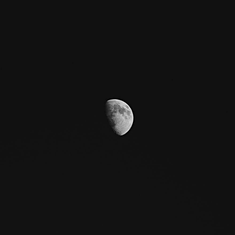 一彎新月獨自懸掛在黑暗的夜空中。
