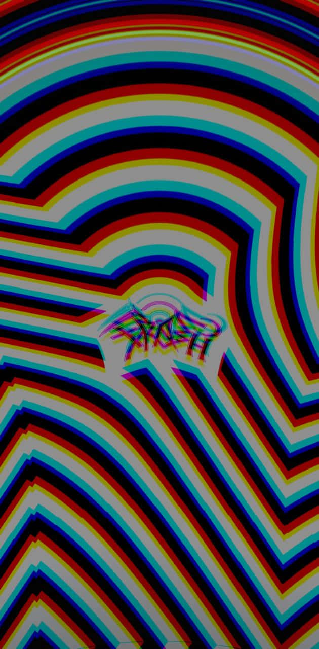帶有故障中心和輻射鋸齒條紋的充滿活力的數碼抽象圖案。