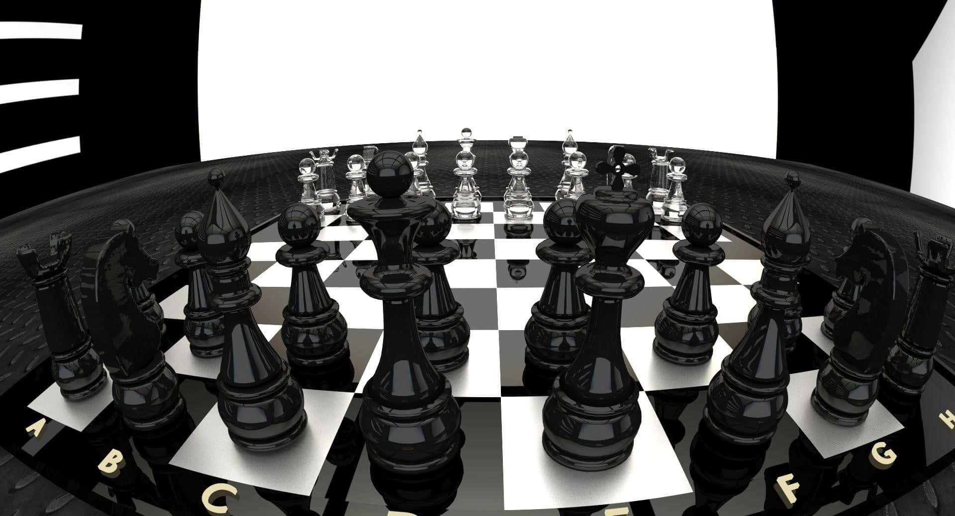 黑白棋局配黑色背景 壁紙