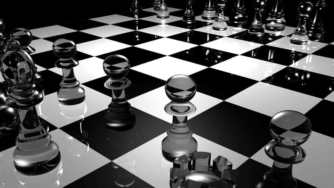 黑白棋盤上的棋子 壁紙