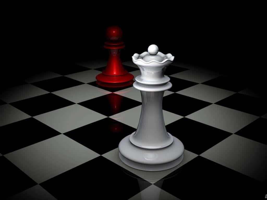 黑白棋盤上的象棋棋子 壁紙