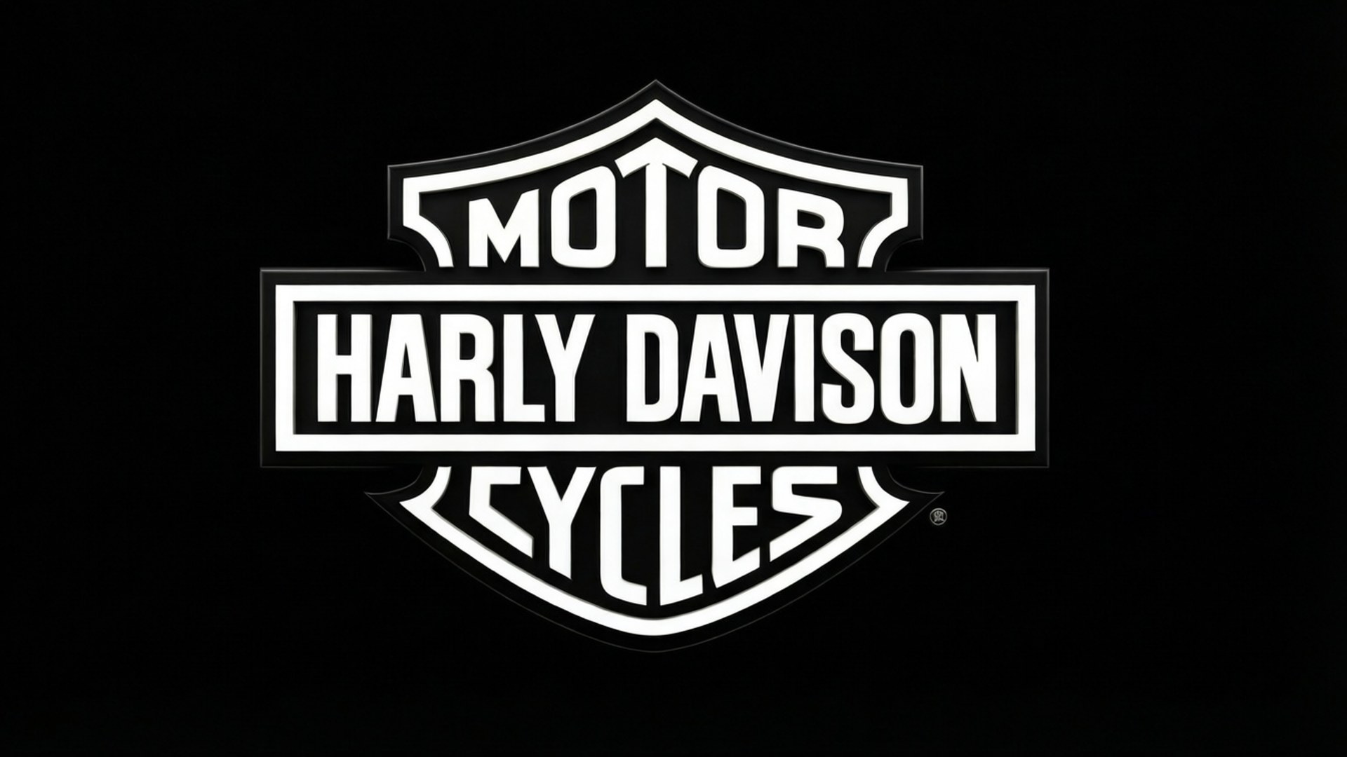 黑色背景上的白色Harley-Davidson標誌