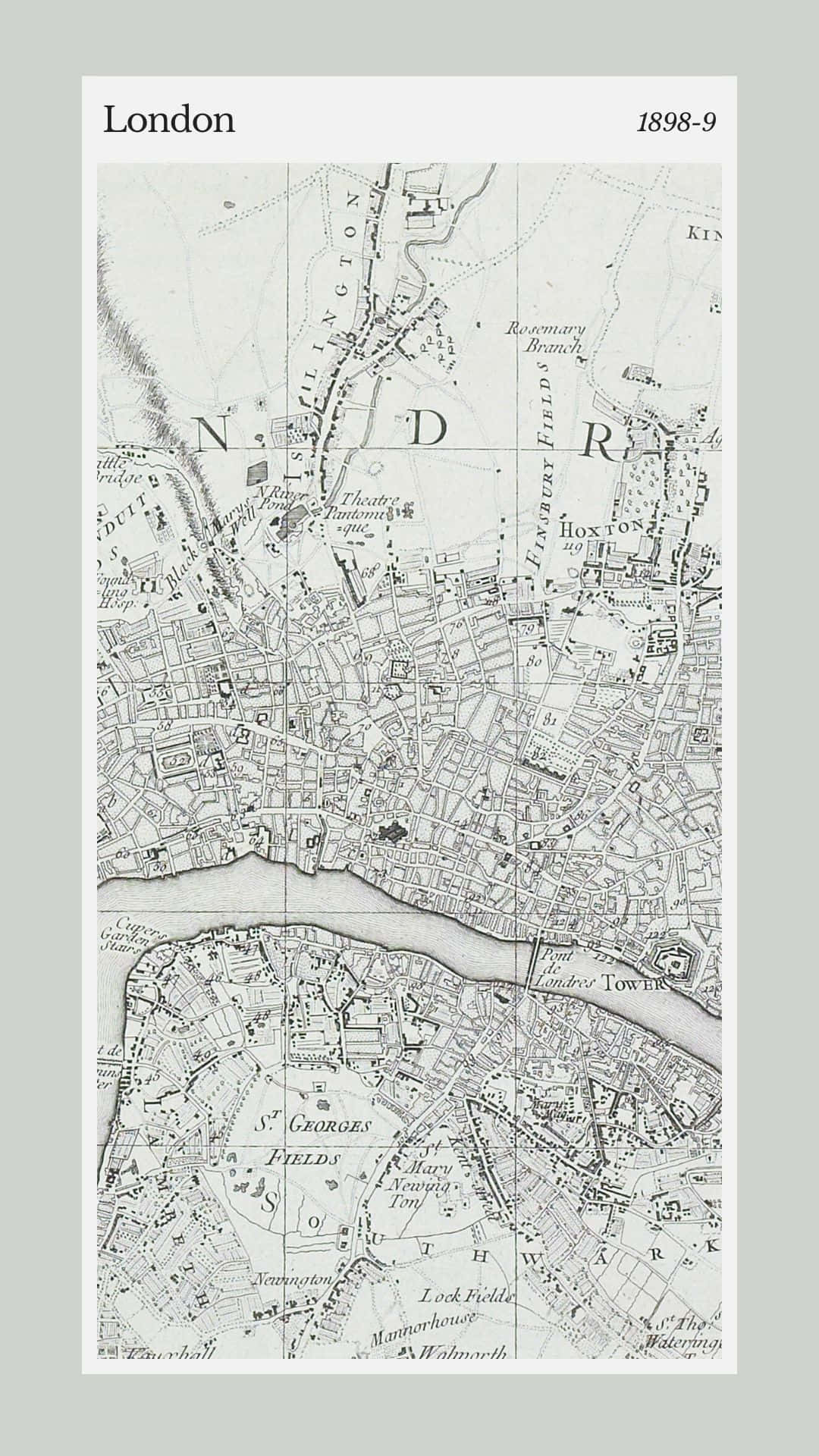 1898-9年倫敦歷史地圖，顯示街道和地標。