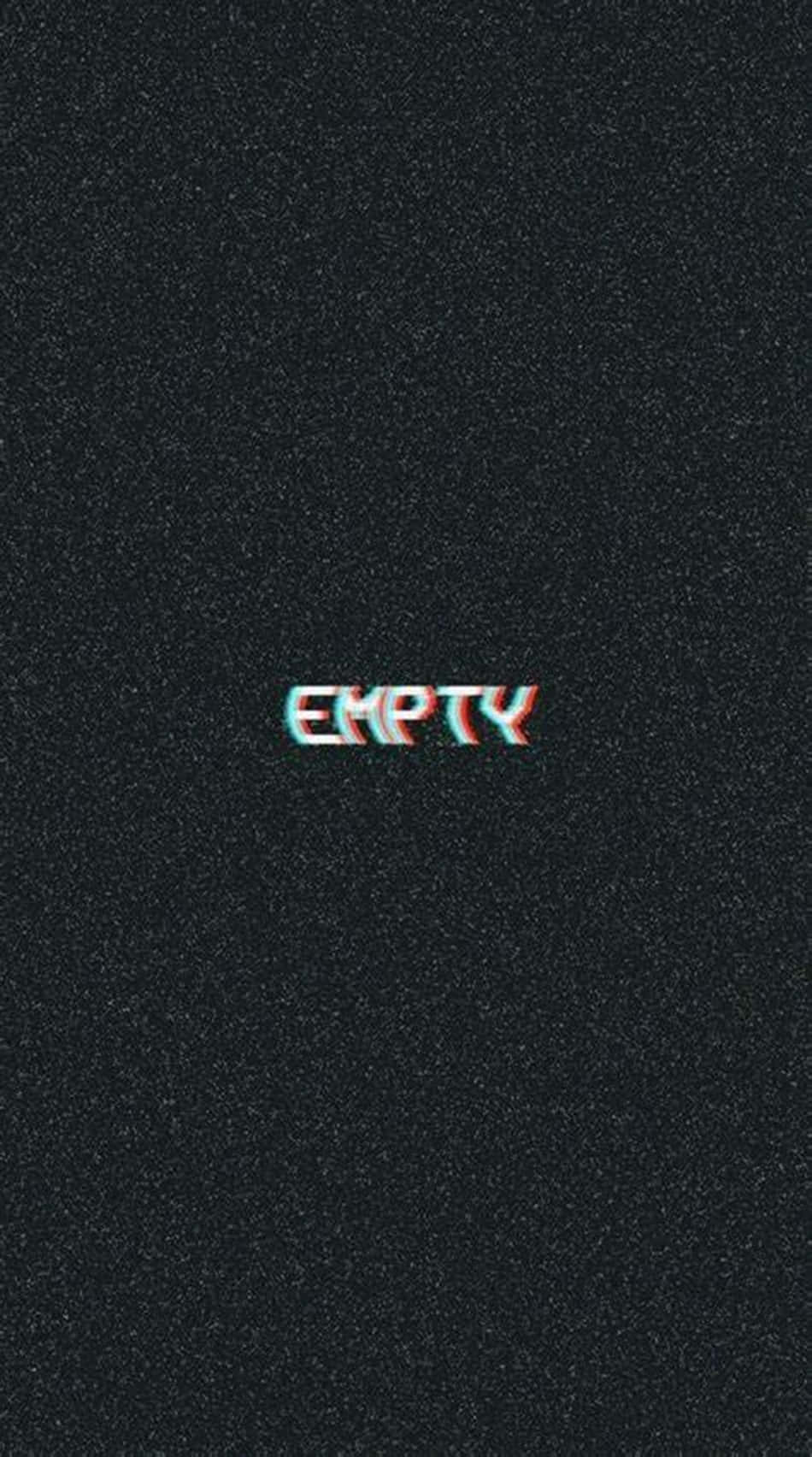 在黑色紋理背景上，以紅色和青色顯示 empty 的故障風格文字。