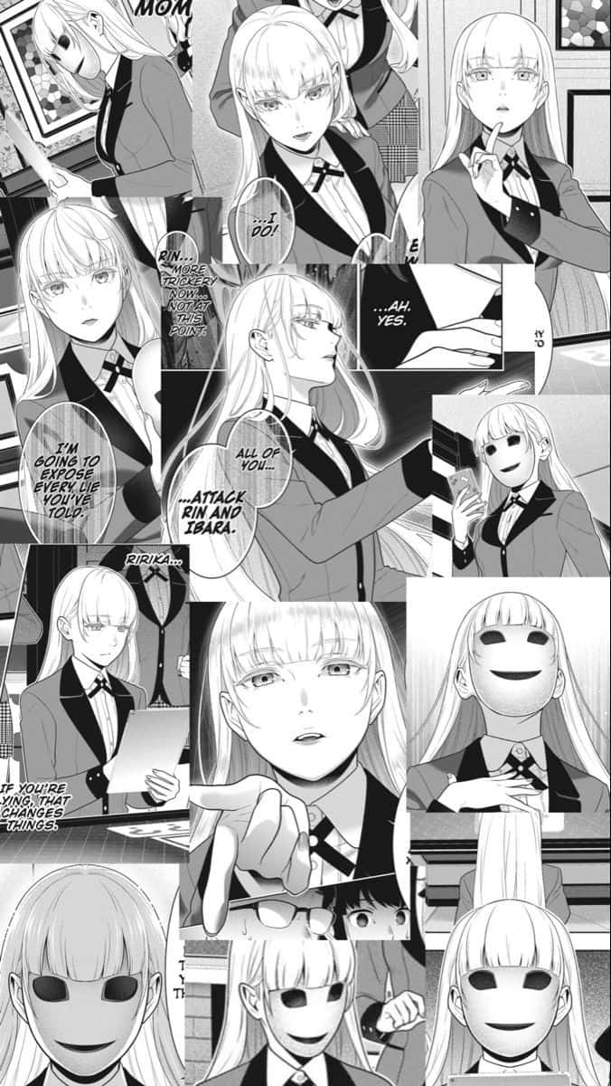 Manga Characters 桌布 壁紙 — 黑白漫畫格展示一位穿著制服的金髮女孩，以戲劇性的表情進行激烈的對話。