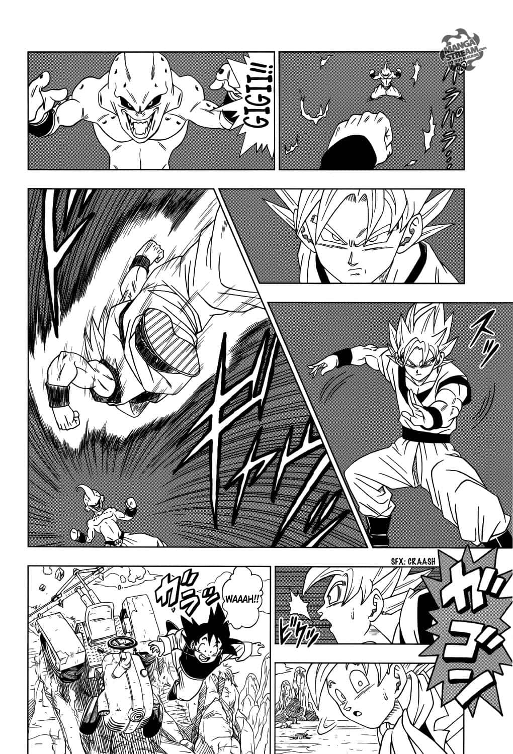 Dragon Ball Super Manga 桌布 壁紙 — 黑白漫畫面板描繪了激烈的動作場景，角色以動態戰鬥姿勢和爆炸性能量效果呈現。