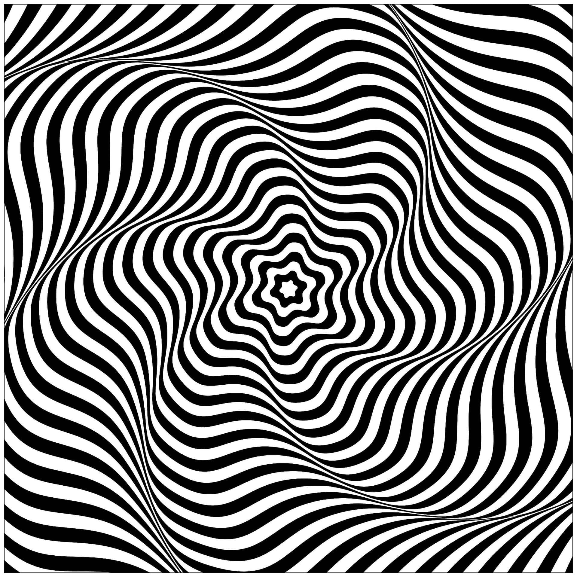 黑白漩渦狀條紋營造出催眠般的錯視效果。
