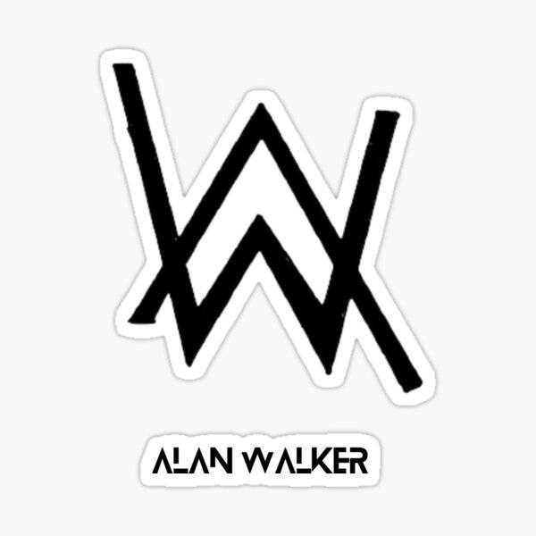 Alan Walker 標誌貼紙，帶有醒目黑色W和下方名稱