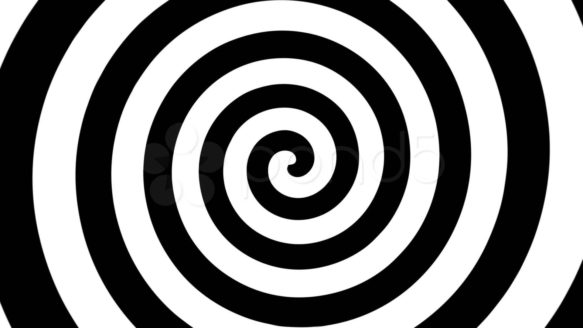 黑白同心螺旋圖案，營造催眠視覺效果。