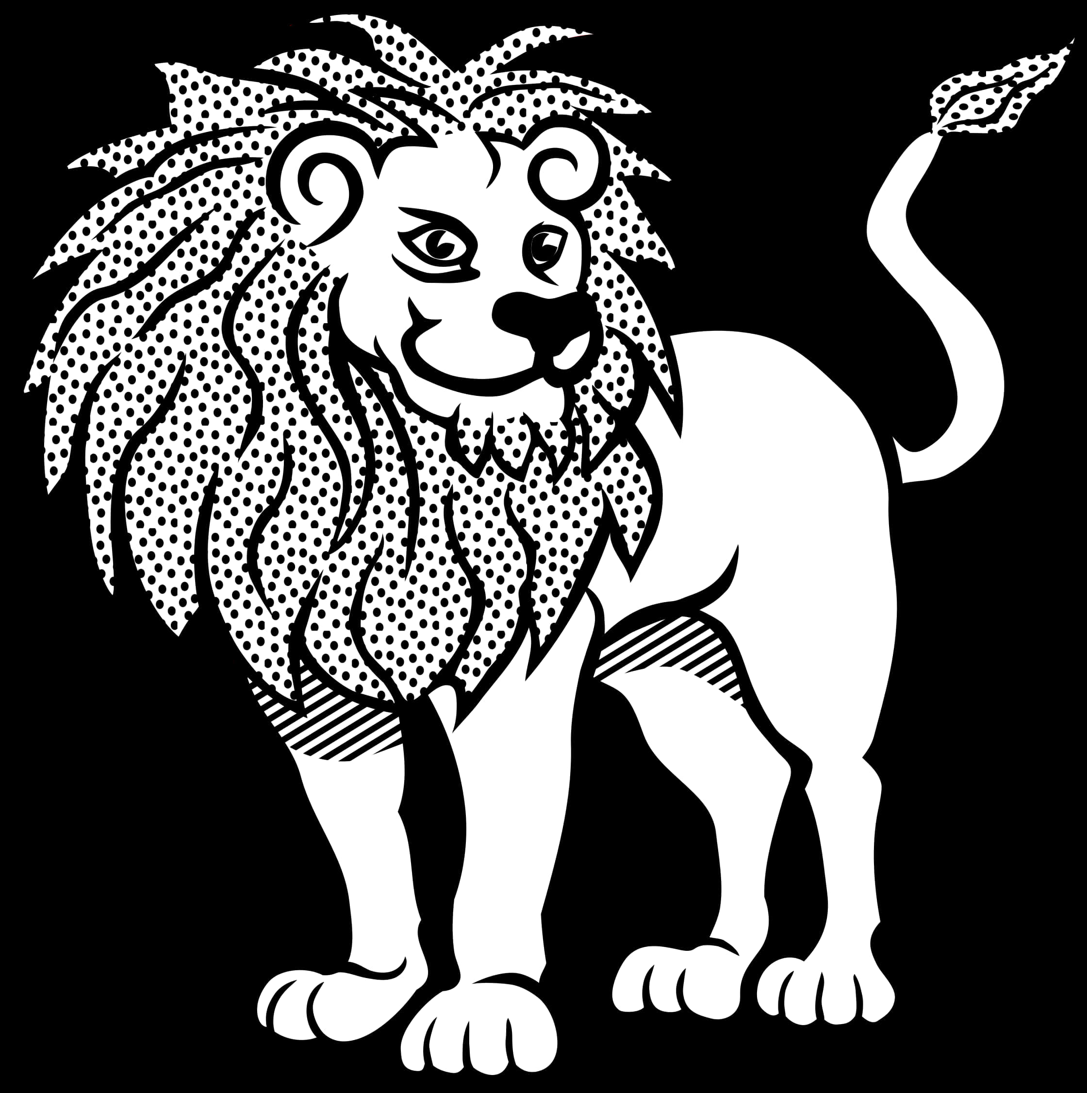 黑白風格獅子插畫 壁紙