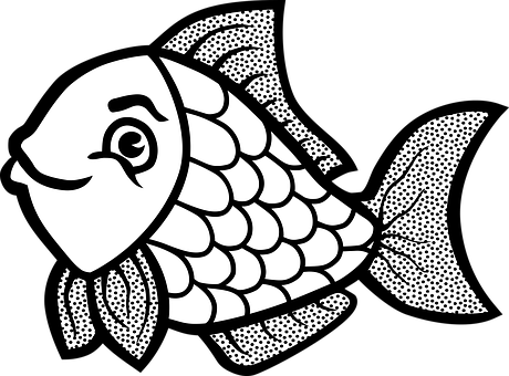 黑白風格魚類插圖 壁紙