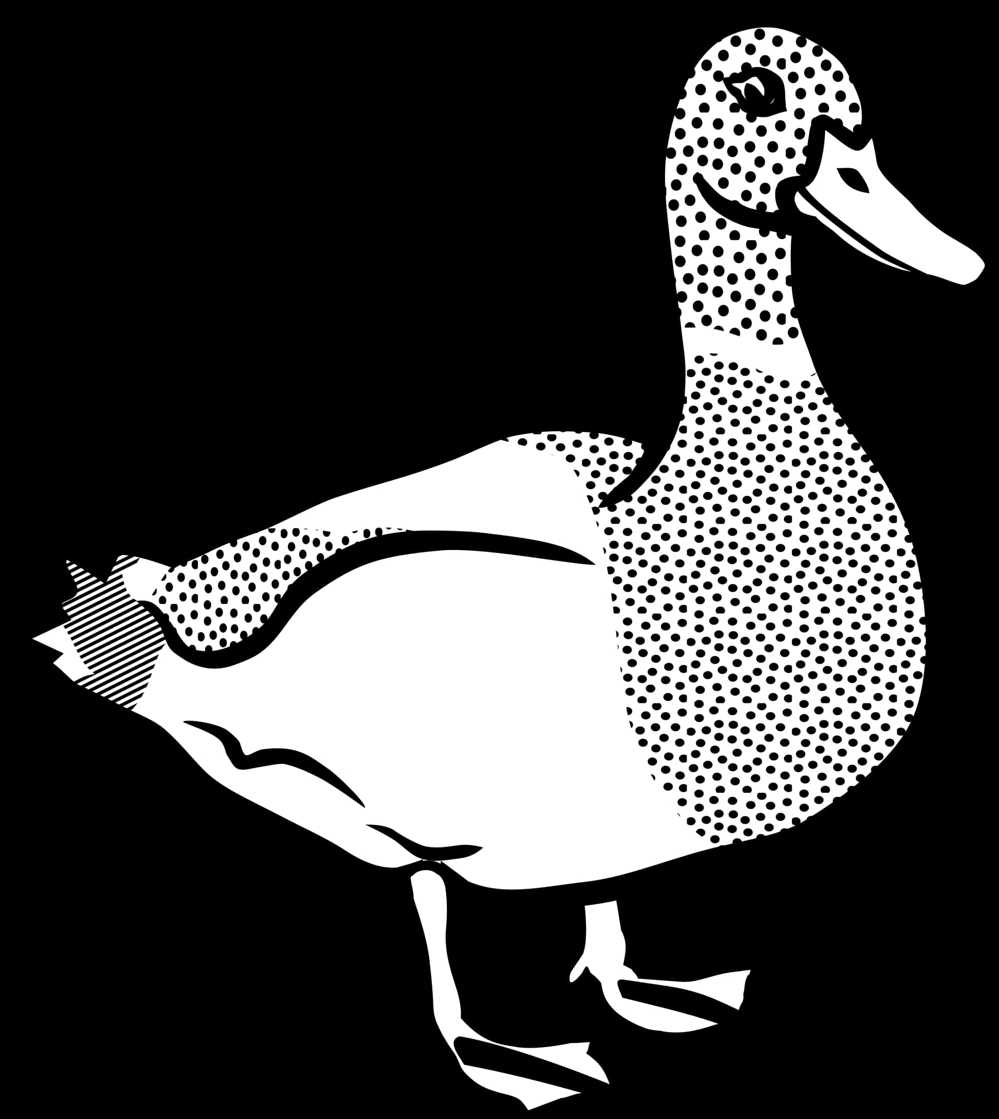 黑白風格鴨子插圖 壁紙