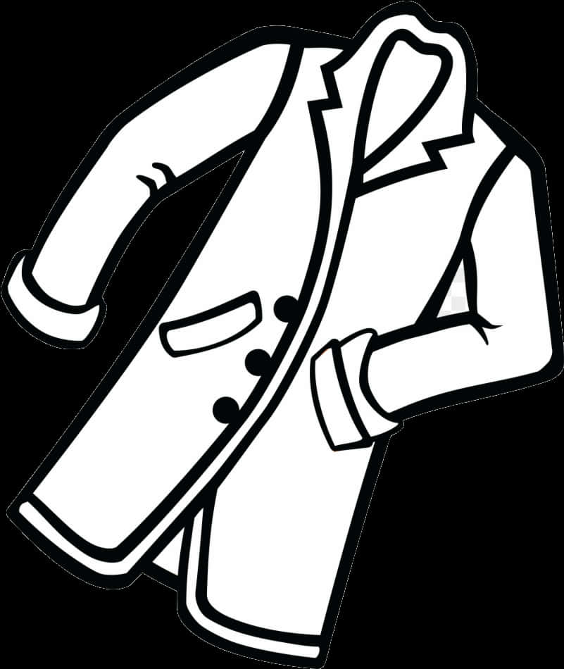 黑白風衣插畫 壁紙 — 經典大衣的極簡黑白線條插圖，帶有鈕扣和口袋。