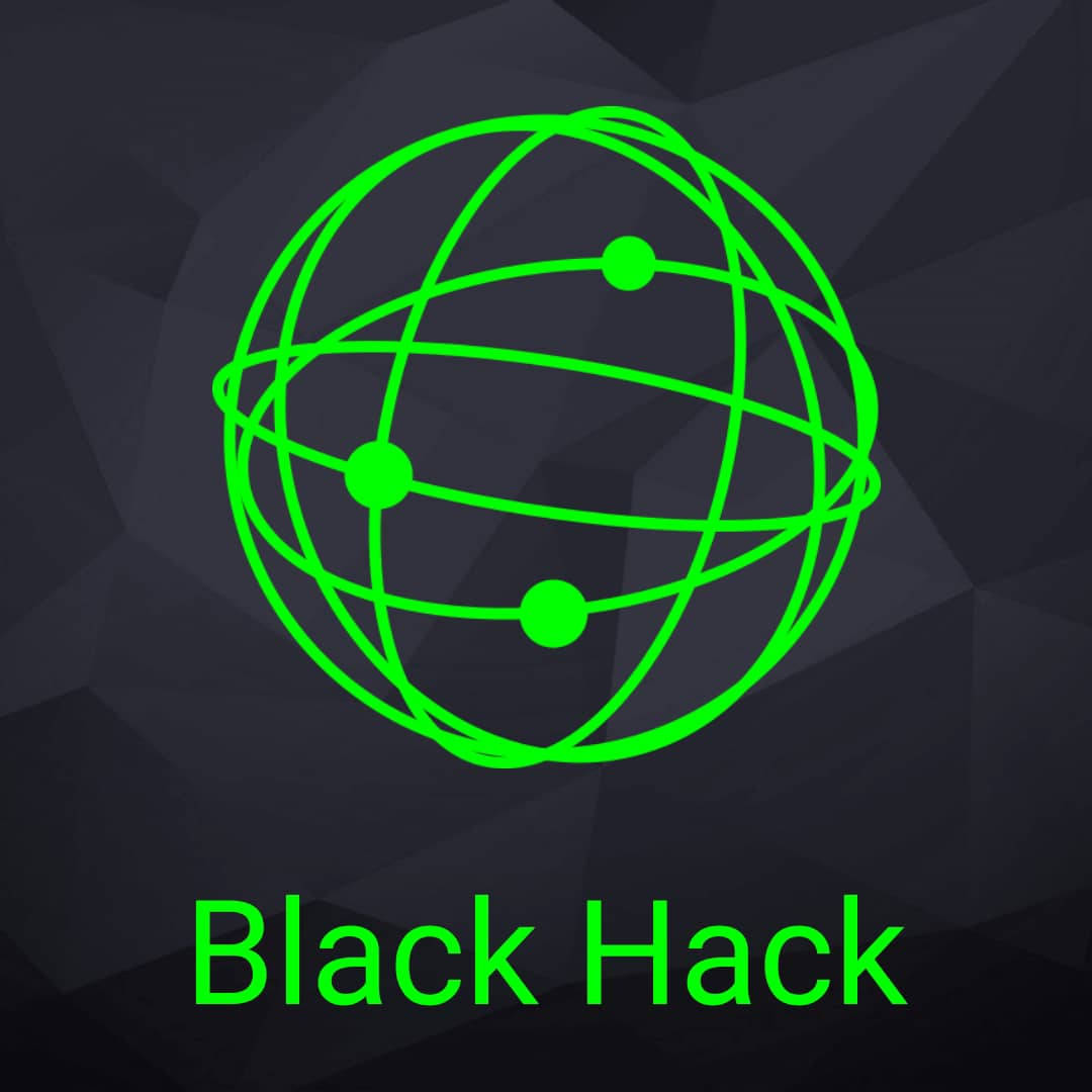 深色背景上帶有 'Black Hack' 文字的綠色地球儀網絡標誌。