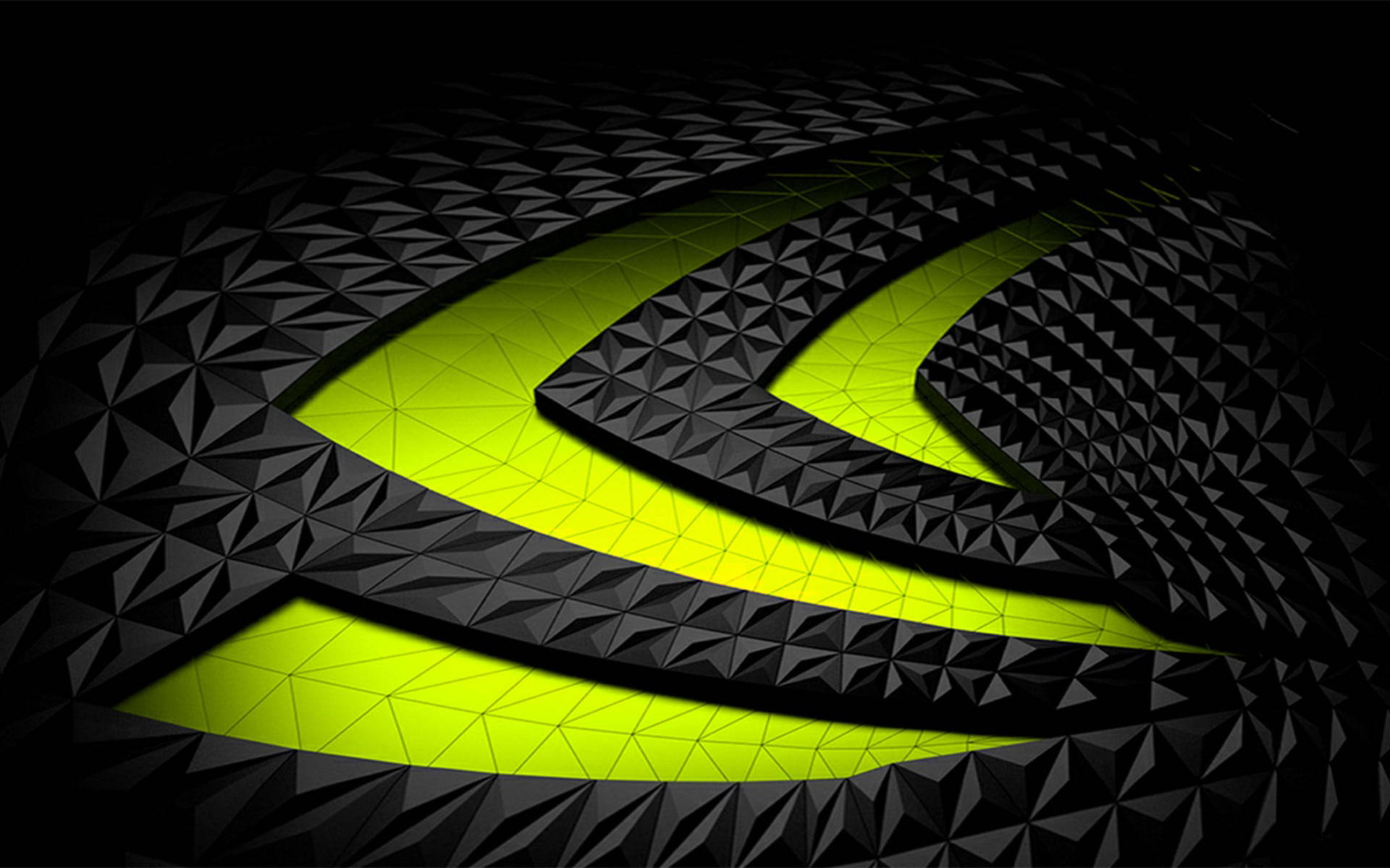 帶有發光綠色和黑色幾何設計的NVIDIA標誌。
