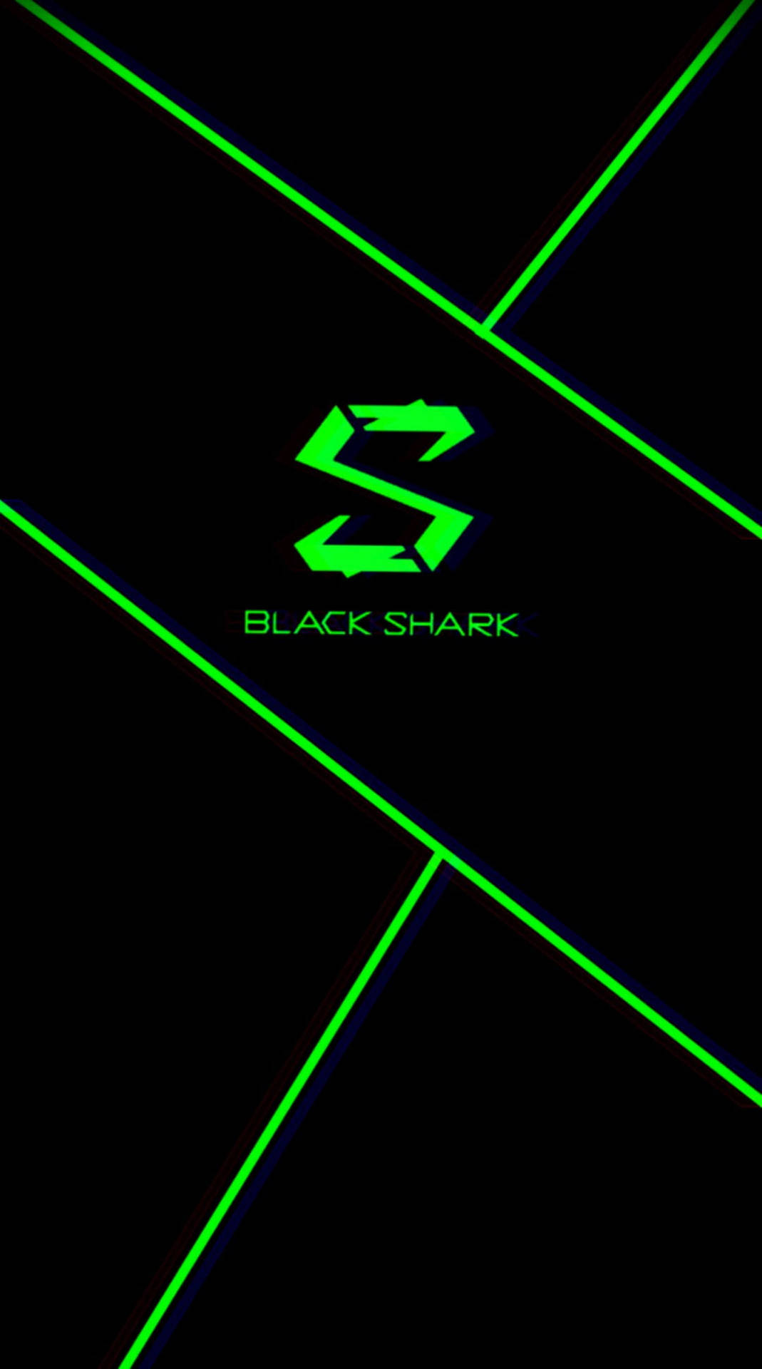 Black Shark 標誌，黑色背景上帶有霓虹綠色線條