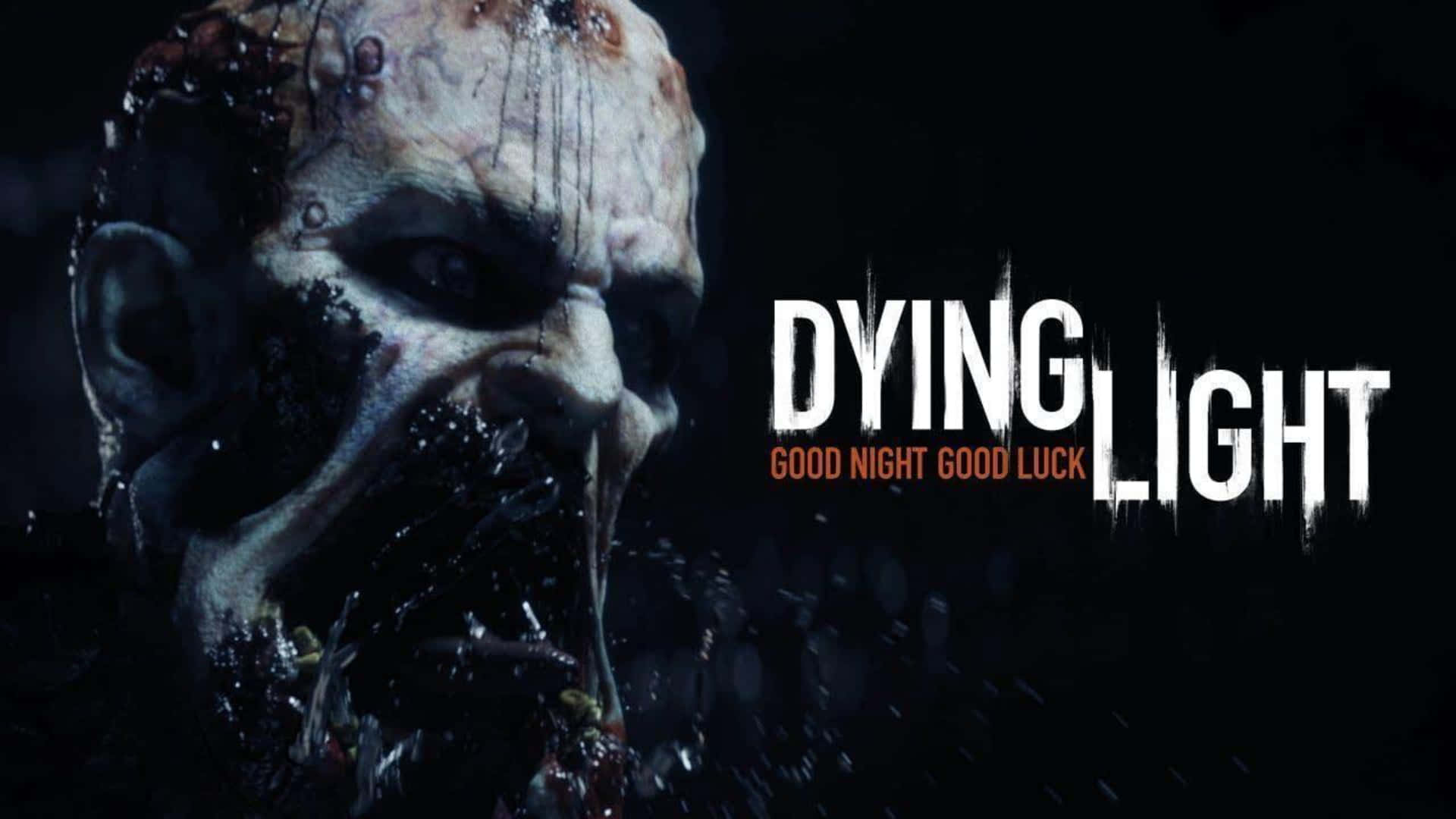 血腥面容的喪屍與黑暗背景上的遊戲標題 Dying Light。